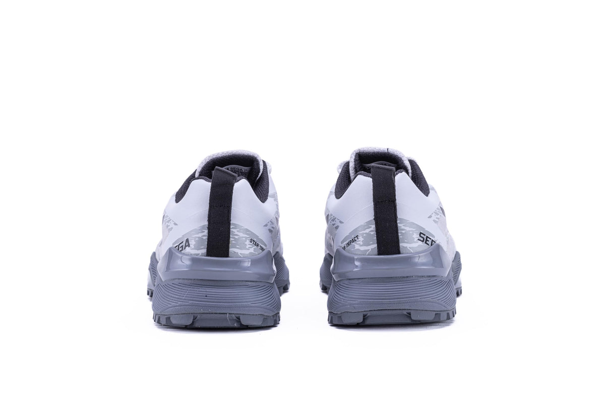 QUIVE SEGA FR 2.0 white cricket shoes, rear heel view