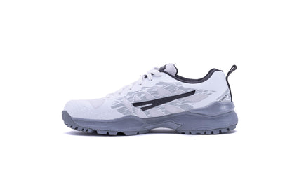 QUIVE SEGA FR 2.0 white cricket shoes, left-facing side profile
