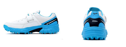 QUIVE SEGA REACH Performance Cricket Studs Boots in white and blue, alternate view 15