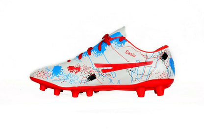 SEGA Cas-7 football boots, white, blue and red side profile
