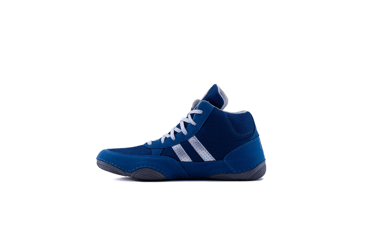 Dark blue SEGA QUIVE Ring high-top shoe, outer side profile