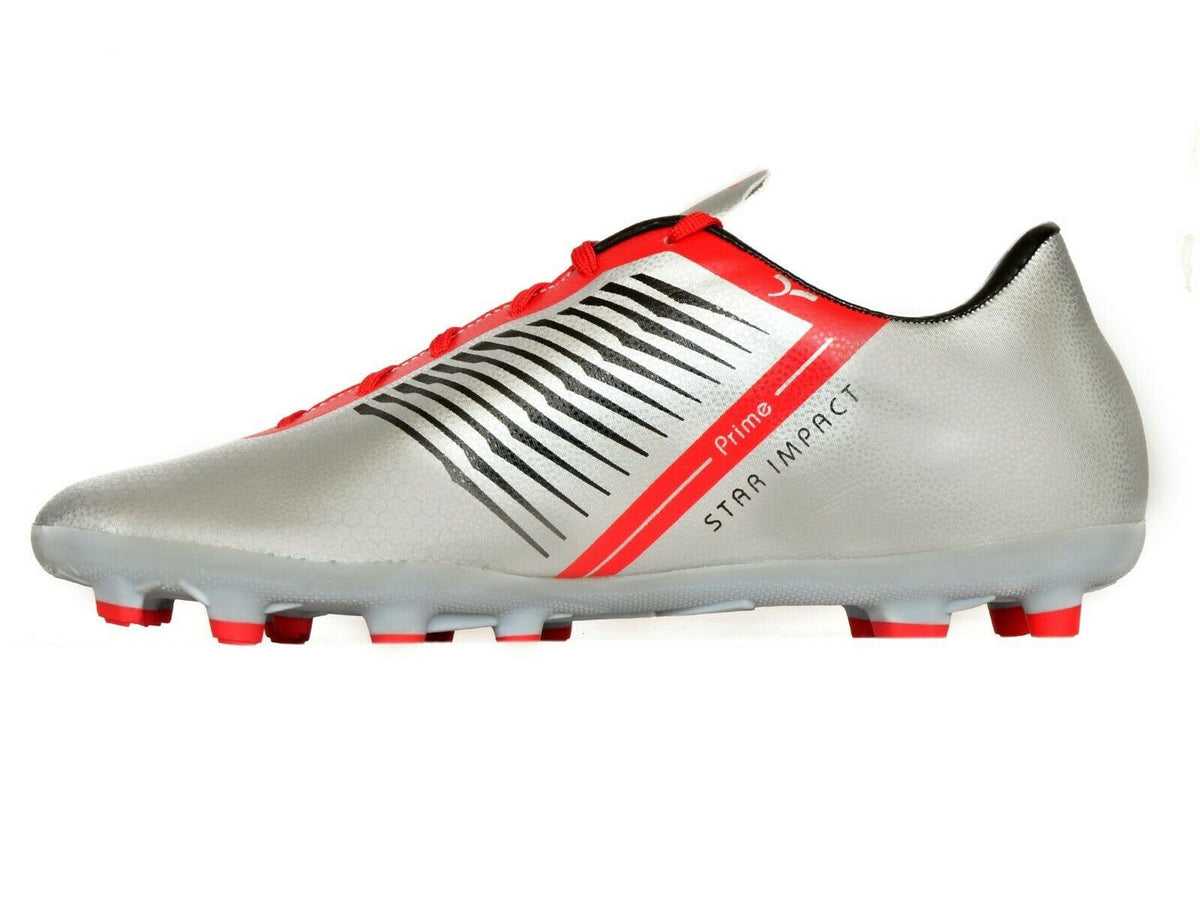 SEGA Prime football boots, silver left-facing side profile