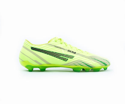SEGA G-7 lime dual-tone football boots, left-facing side profile