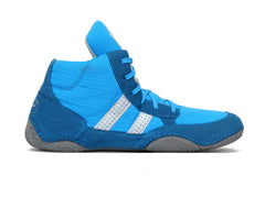 SEGA QUIVE Ring Wrestling Shoes, High Top Pro Wrestling & Boxing Shoes, Light Blue & Black, Boxing Boots for Men, Women & Children Unisex Combat Training Boots