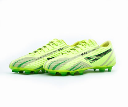 SEGA G-7 lime dual-tone football boots, pair in a front three-quarter view