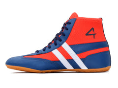 SEGA QUIVE Kabaddi - High Top Pro Wrestling Shoes Navy Blue, Red & Black Unisex Wrestling Boots Non-Slip Rubber Sole, Breathable Extremely Lightweight