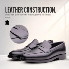 Regent Mens Leather Penny Loafers – Black Slip-On Shoes for Office and Smart Casual Wear