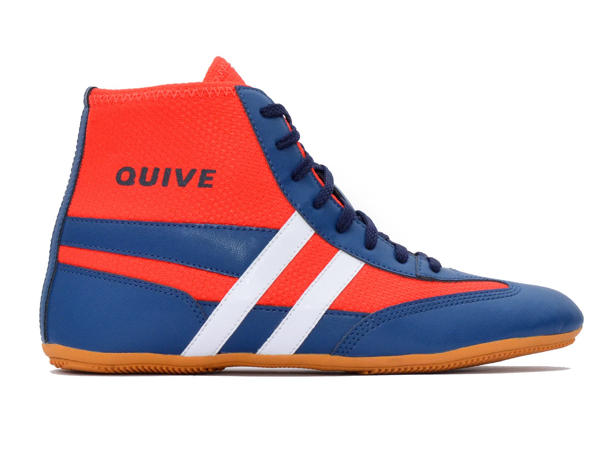 SEGA QUIVE Kabaddi high-top wrestling shoes, red and blue opposite side profile