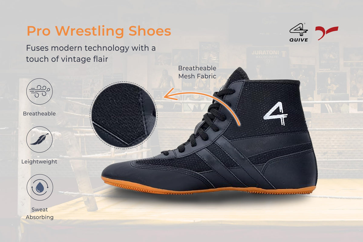 SEGA QUIVE Kabaddi high-top wrestling shoes, black design feature graphic