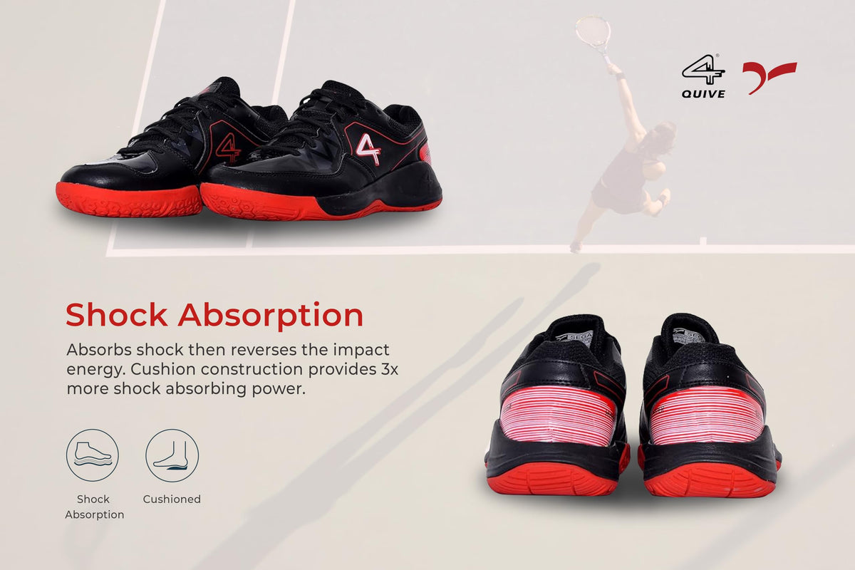 QUIVE SEGA HYPER Badminton Squash Volleyball Court Shoes in black, red and white, alternate view 26