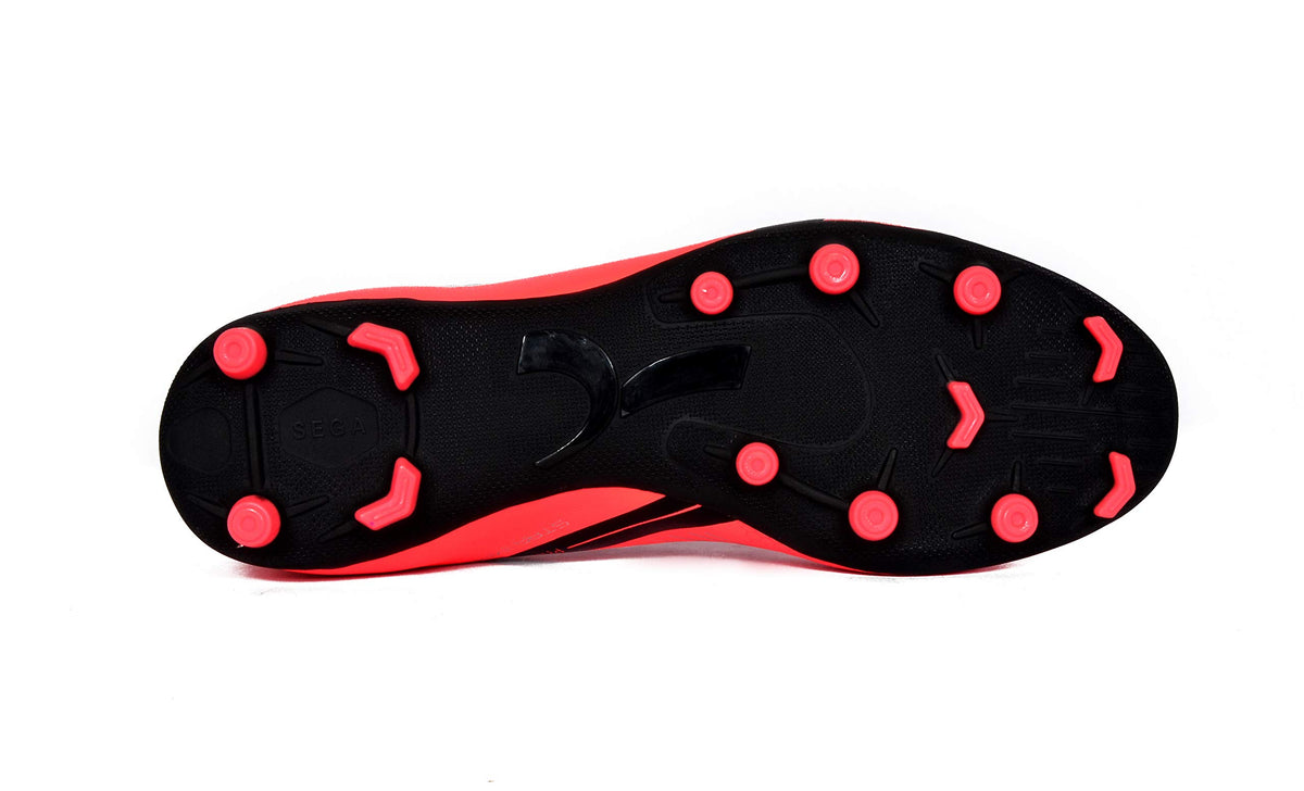 SEGA Prime football boots, black and coral moulded-stud outsole