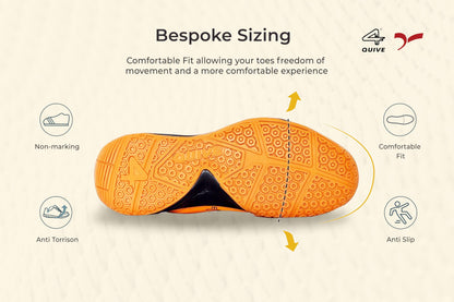 QUIVE SEGA HYPER Badminton Squash Volleyball Court Shoes in yellow, black and white, alternate view 14