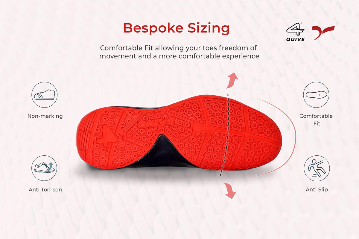 QUIVE SEGA HYPER Badminton Squash Volleyball Court Shoes in black, red and white, alternate view 24