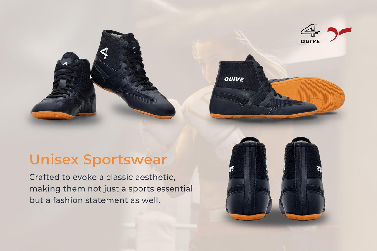 SEGA QUIVE Kabaddi high-top wrestling shoes, black multi-angle sportswear graphic