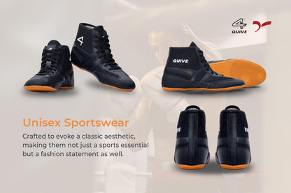SEGA QUIVE Kabaddi high-top wrestling shoes, black multi-angle sportswear graphic