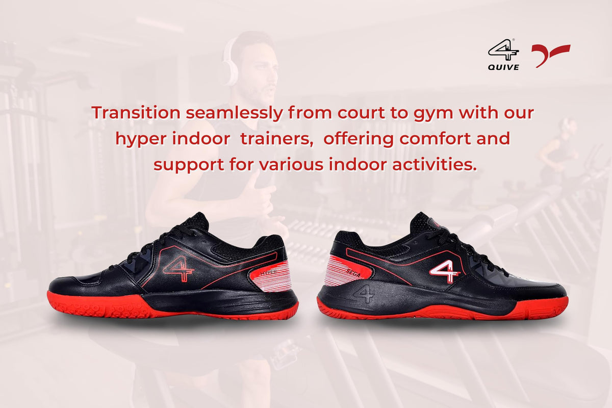 QUIVE SEGA HYPER Badminton Squash Volleyball Court Shoes in black, red and white, alternate view 27