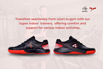 QUIVE SEGA HYPER Badminton Squash Volleyball Court Shoes in black, red and white, alternate view 27