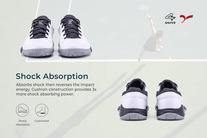 QUIVE SEGA HYPER Badminton Squash Volleyball Court Shoes in white and black, alternate view 6