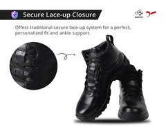 Sega Black Combat 2.O Ankle Boots Original Leather combat boots Non-Slip, Lightweight Safety Shoes Unisex Appeal Ideal for Long Hours Standing Jobs | work boots | motorcycle boots | Security Jobs