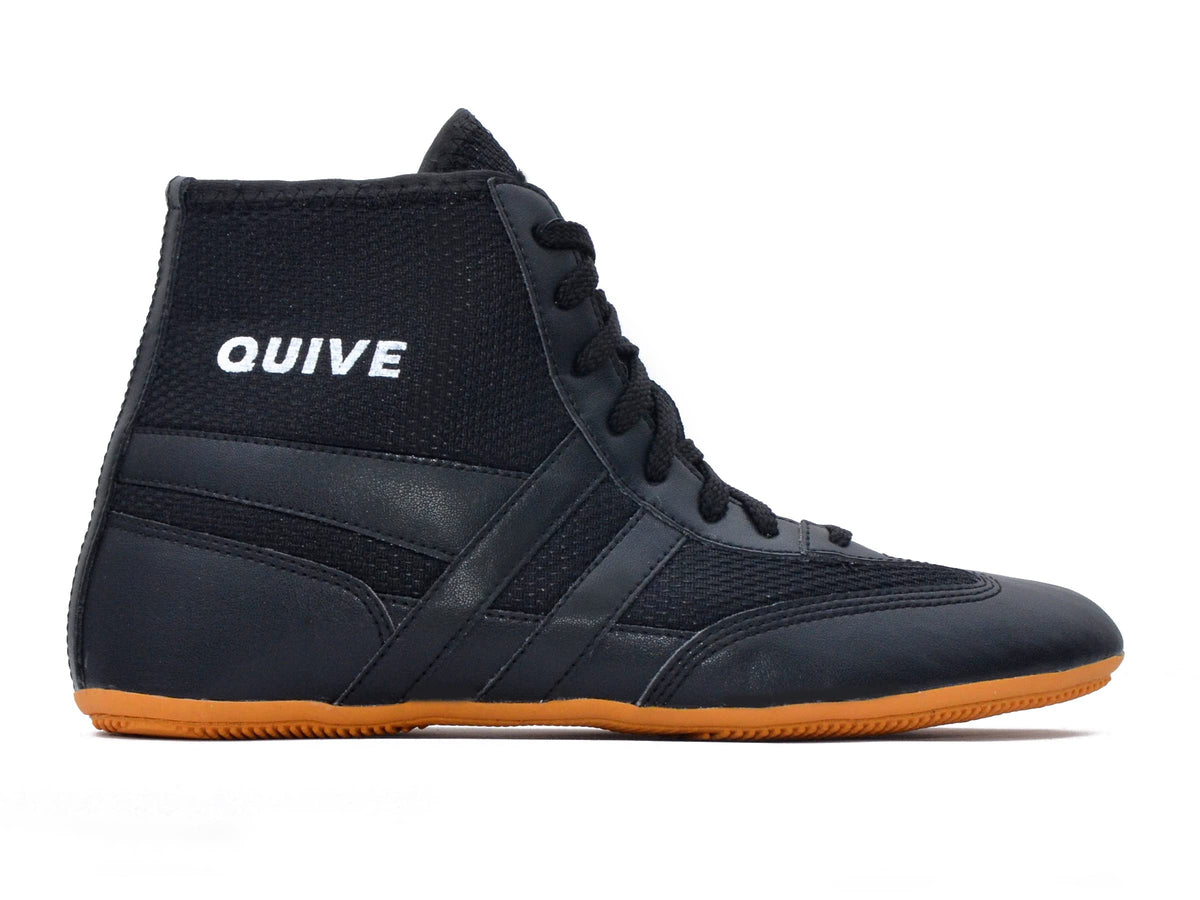 SEGA QUIVE Kabaddi high-top wrestling shoes, black opposite side profile
