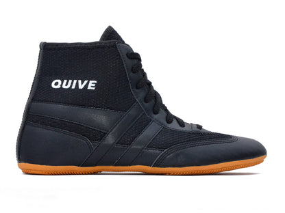 SEGA QUIVE Kabaddi high-top wrestling shoes, black opposite side profile
