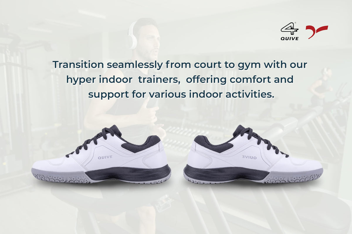 QUIVE SEGA HYPER Badminton Squash Volleyball Court Shoes in white and black, alternate view 7