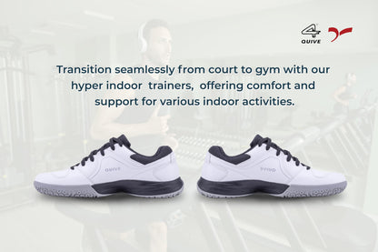 QUIVE SEGA HYPER Badminton Squash Volleyball Court Shoes in white and black, alternate view 7