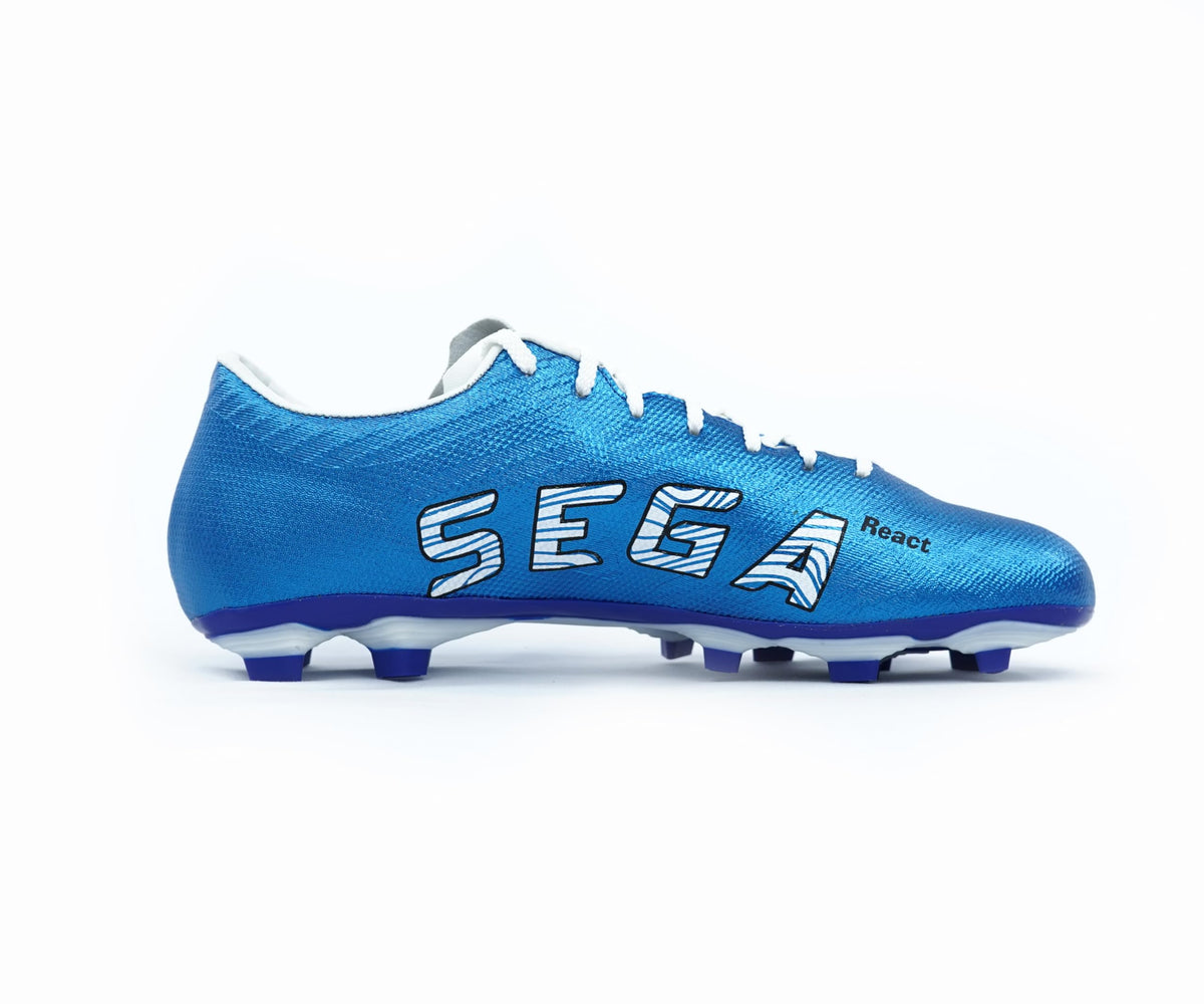 SEGA Lexus blue football boots, logo side profile