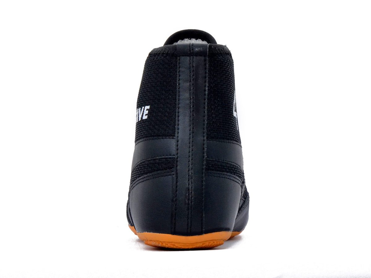 SEGA QUIVE Kabaddi high-top wrestling shoes, black rear heel view