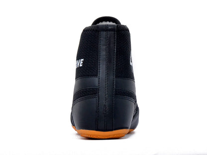 SEGA QUIVE Kabaddi high-top wrestling shoes, black rear heel view