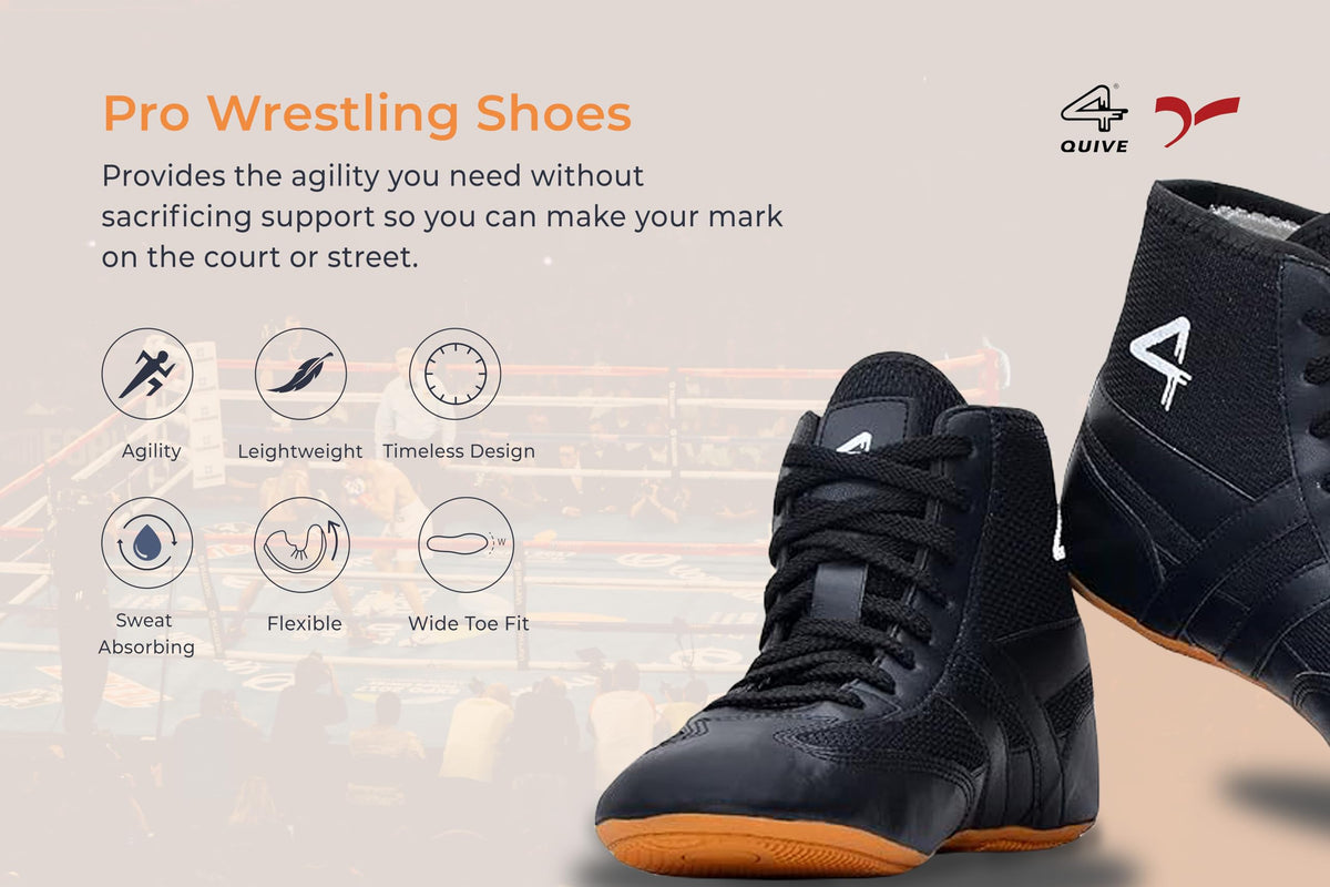 SEGA QUIVE Kabaddi high-top wrestling shoes, black pro-wrestling features graphic