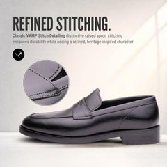 Regent Mens Leather Penny Loafers – Black Slip-On Shoes for Office and Smart Casual Wear
