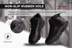 Black Hi-Trek 3.0 Combat Shoes, Patrolling and Trekking Boots, Work Trainers ,Shoes For Men. Lightweight Leather Shoes, Security Shoes, Men's Work & Utility Footwear, Women Work & Utility Footwear