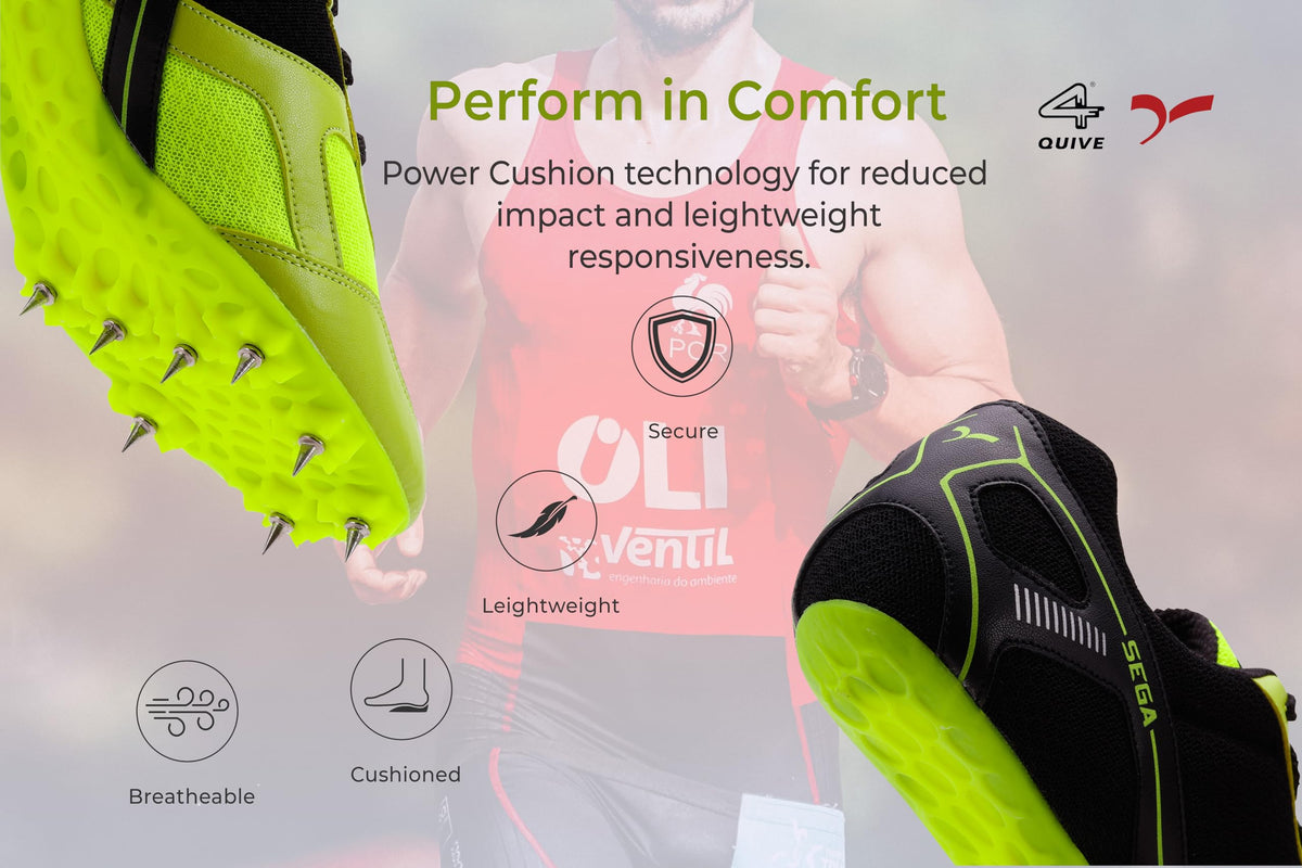 QUIVE SEGA Flower track running spikes, lime comfort feature graphic