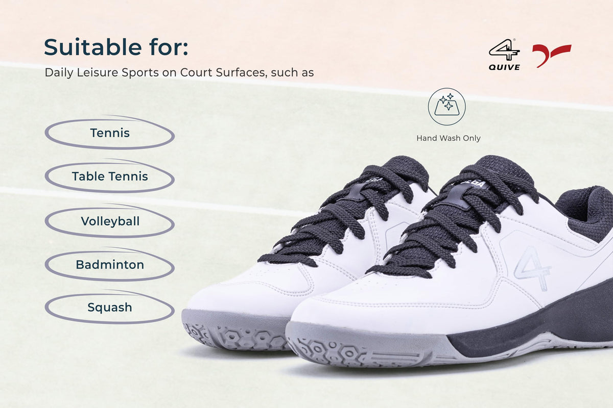 QUIVE SEGA HYPER Badminton Squash Volleyball Court Shoes in white and black, alternate view 5