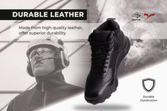 Black Hi-Trek 3.0 Combat Shoes, Patrolling and Trekking Boots, Work Trainers ,Shoes For Men. Lightweight Leather Shoes, Security Shoes, Men's Work & Utility Footwear, Women Work & Utility Footwear