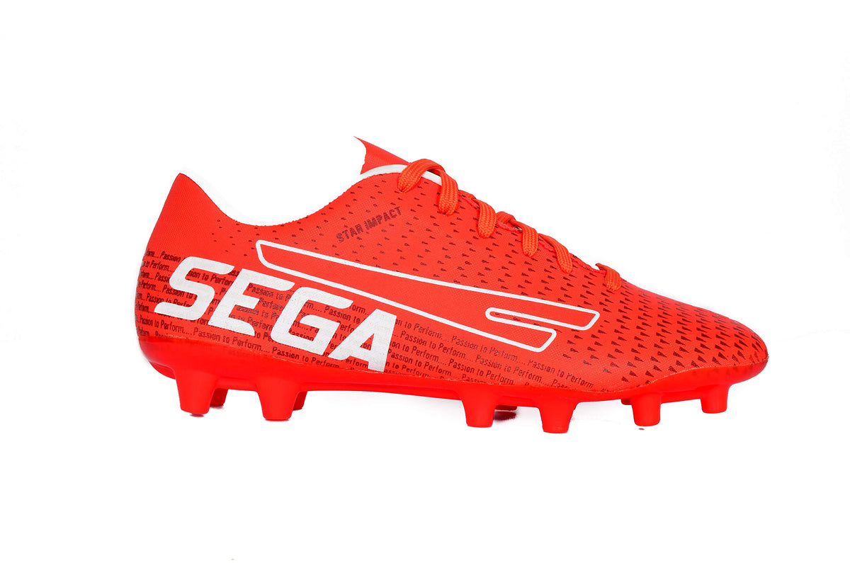 SEGA Cas-7 Football Boots Spikes Outdoor Trainers in red, pair view
