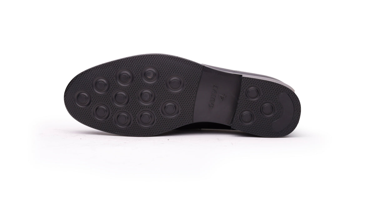 Black QUIVE London Bending penny loafer, rubber outsole