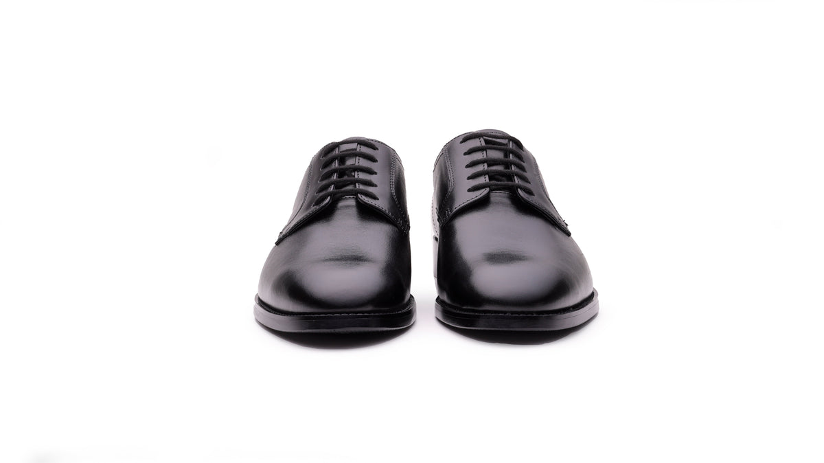 Black QUIVE London Harrington leather Derby shoes, front view