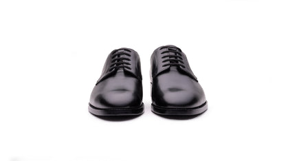 Black QUIVE London Harrington leather Derby shoes, front view