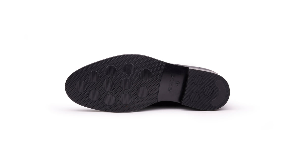 Black QUIVE London Harrington Derby shoe, rubber outsole