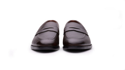 Brown QUIVE London Ventor leather penny loafers, front view