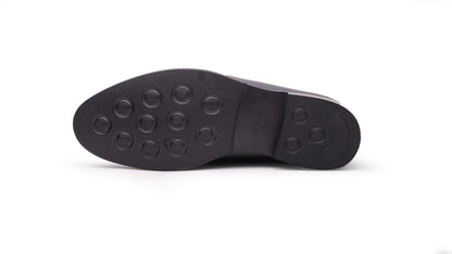 Black QUIVE London Ventor leather penny loafer, rubber outsole