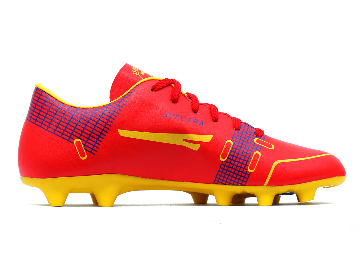 SEGA QUIVE Kids' Spectra football trainers, red studded opposite side profile
