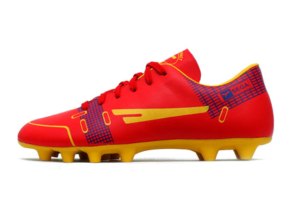 SEGA QUIVE Kids' Spectra football trainers, red studded side profile