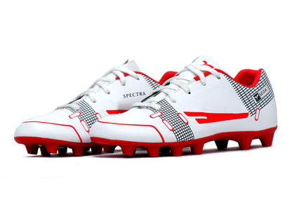 SEGA QUIVE Kids' Spectra football trainers, white and red studded pair