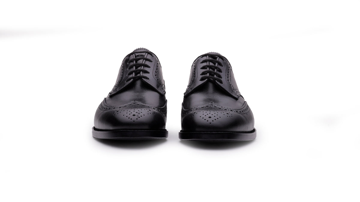 Black QUIVE London Kensington leather Derby shoes, front view