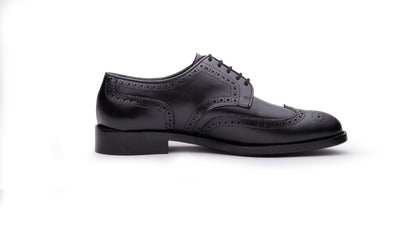 Black QUIVE London Kensington leather Derby shoe, right-facing side profile