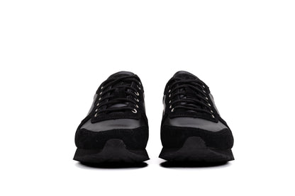 Black QUIVE London Belgravia leather trainers, front view