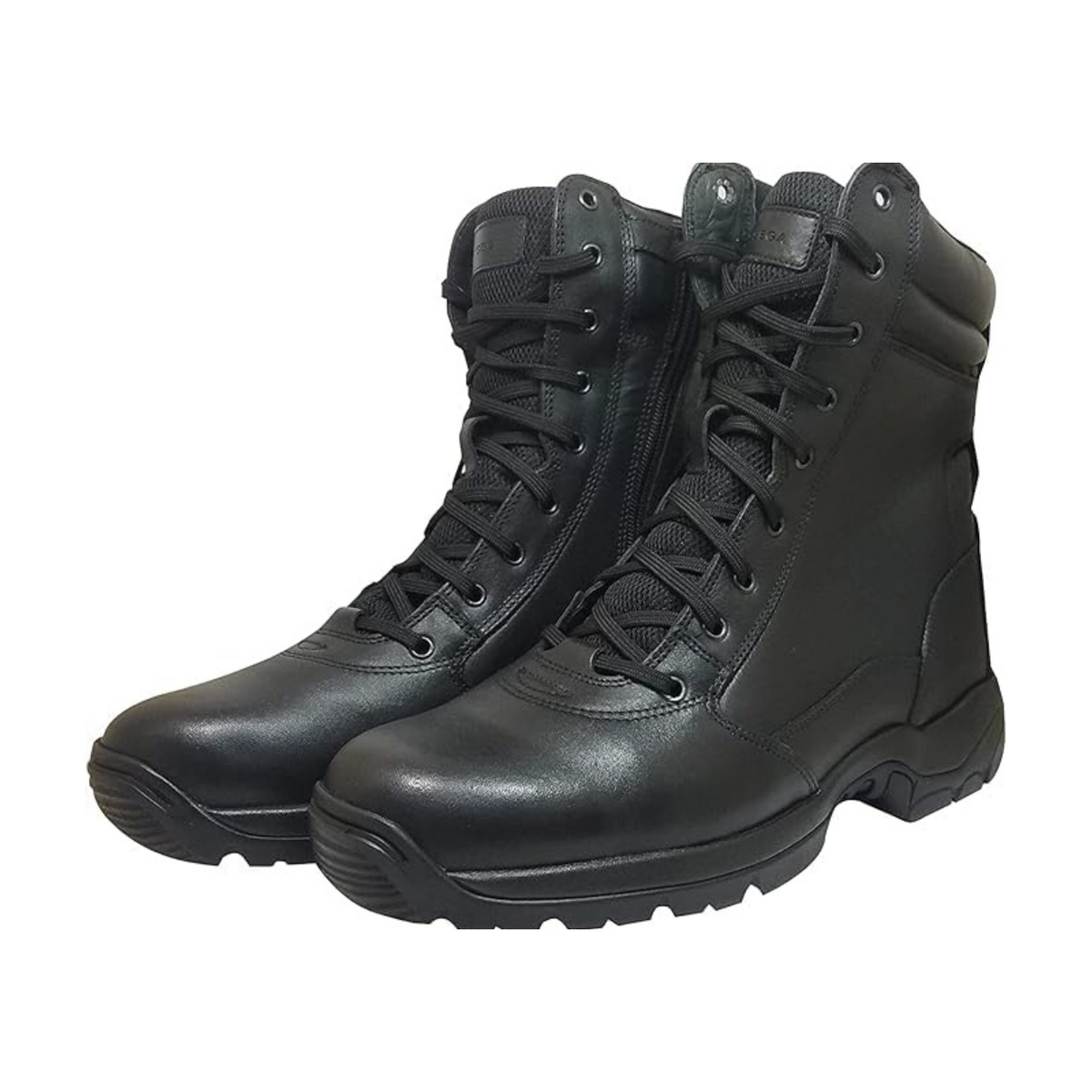 Sega Combat 3.O Mid-Calf Black Boots Men lace up & Side Zip Leather Comfortable Tactical Boots for Work & Security Anti Slip Safety Shoes Ideal For Security and Patrolling long hours Standing Jobs